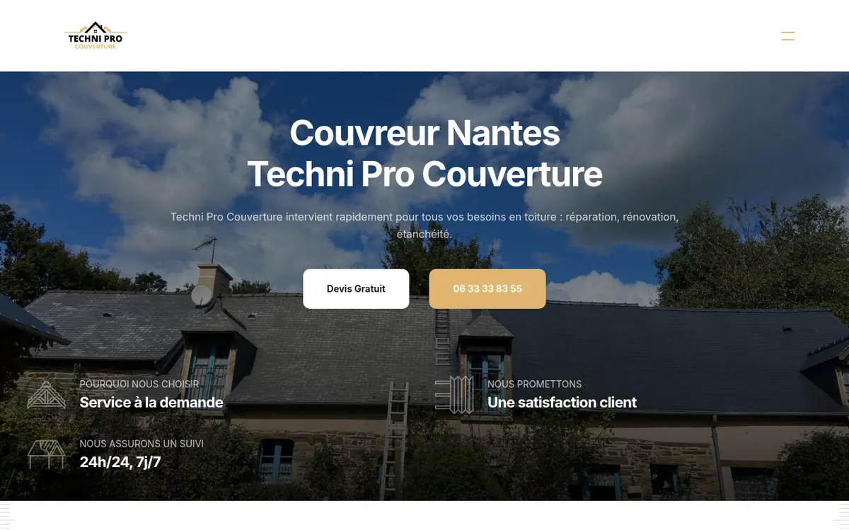 Capture d’écran du site de Techni Pro Couverture