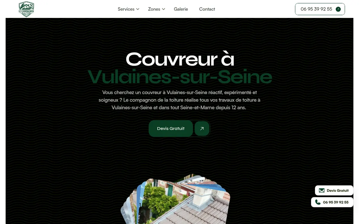 Capture d’écran du site de Le Compagnon de la Toiture