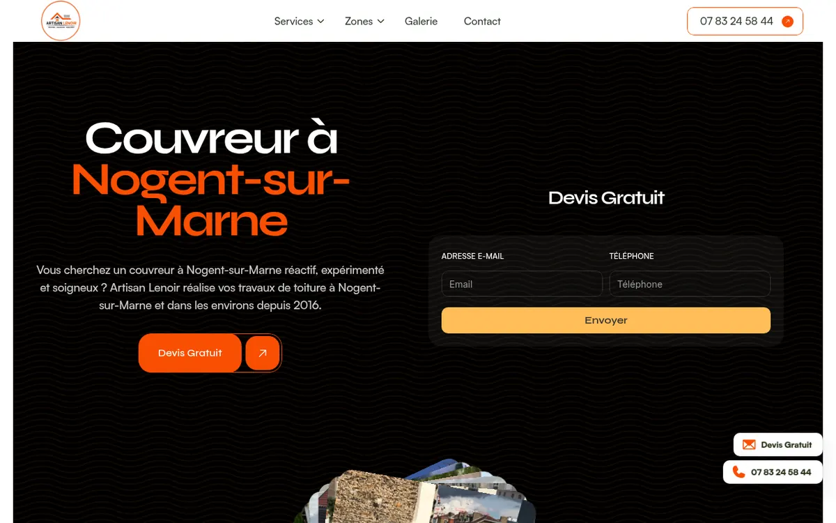 Capture d’écran du site de Artisan Lenoir